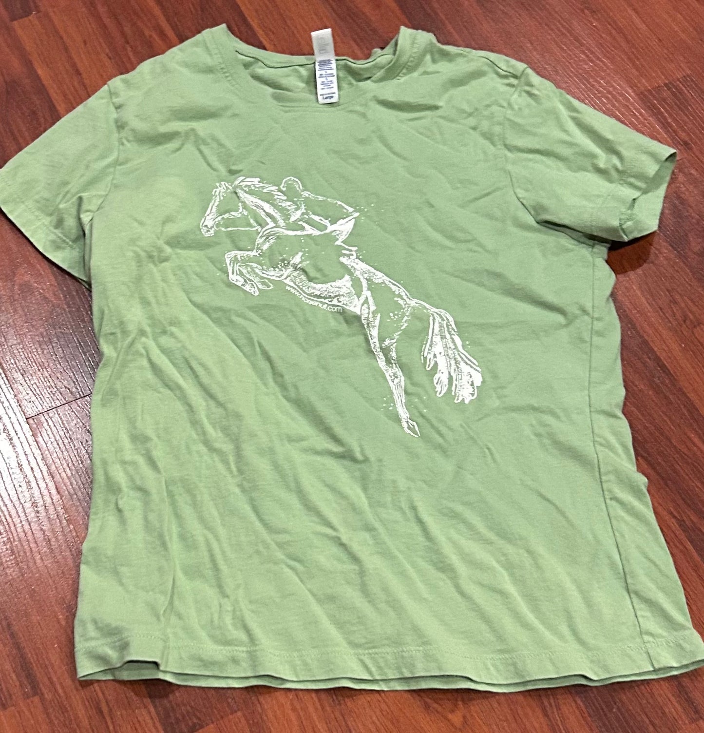 Horse shirt light green. Marked large. looks like a small