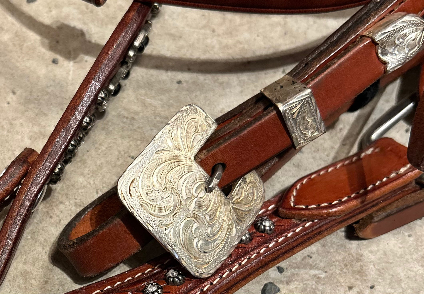 Full size western headstall / breastplate. Stones and crosses