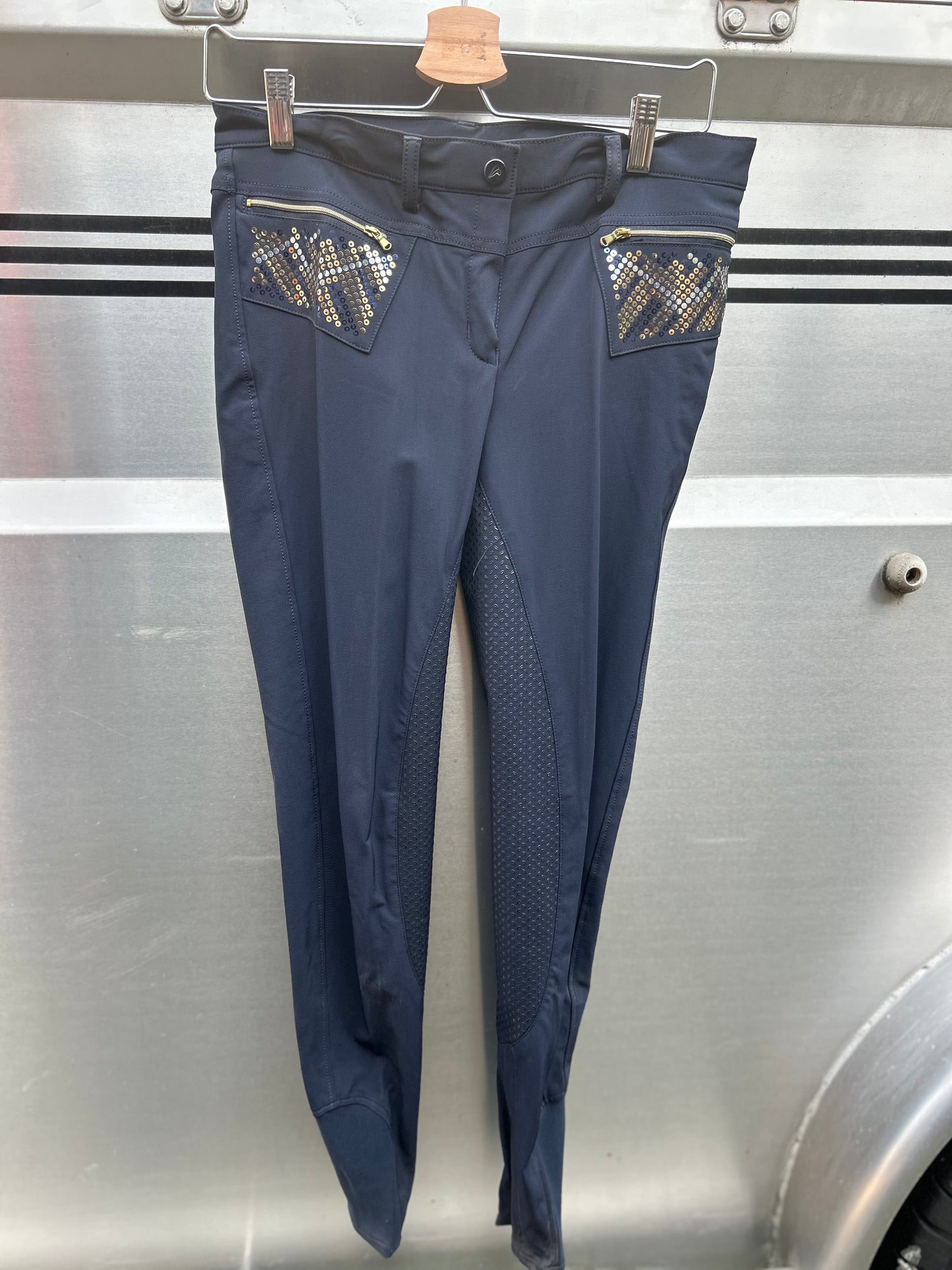 24L Euro Star coco glam navy full seat breeches