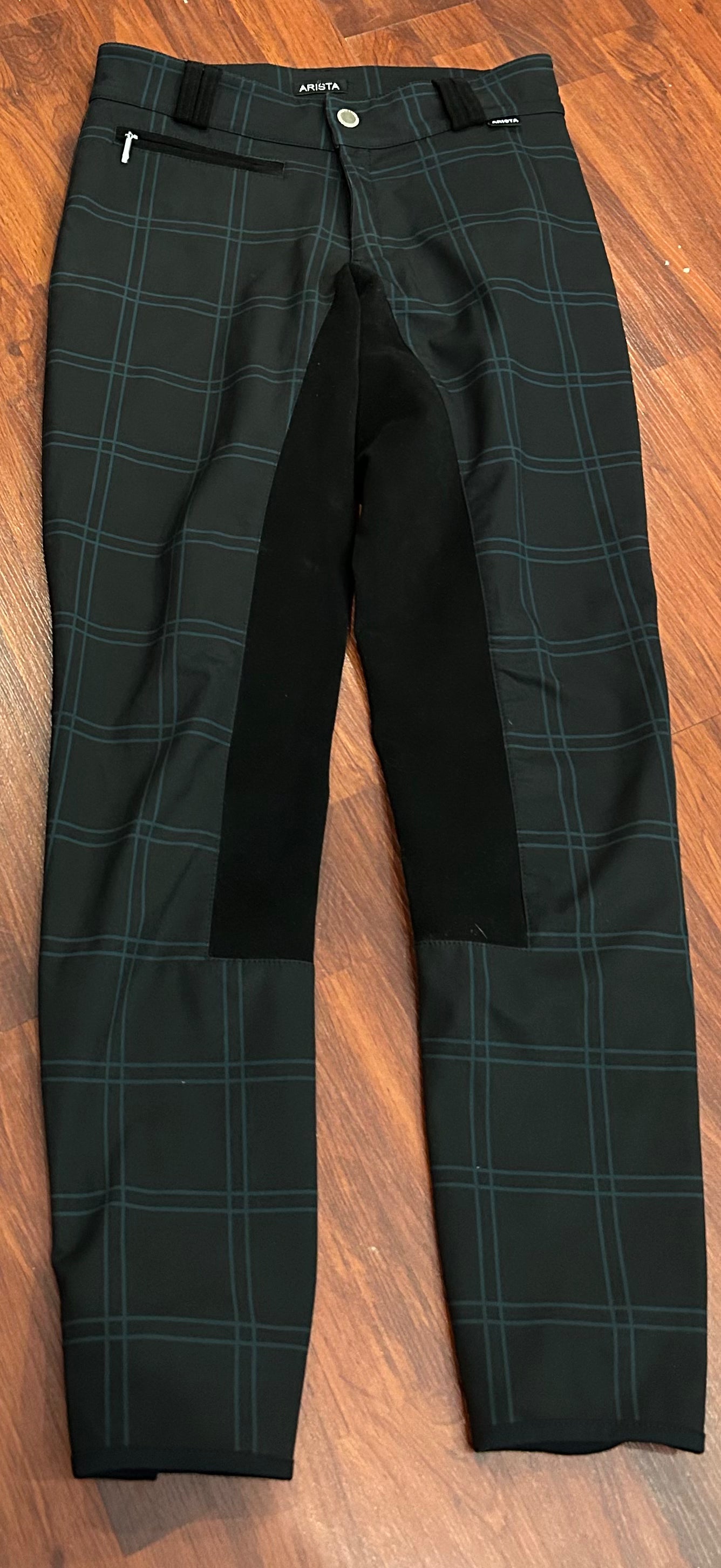 Arista size 30 plaid full seat breeches. Velcro bottoms