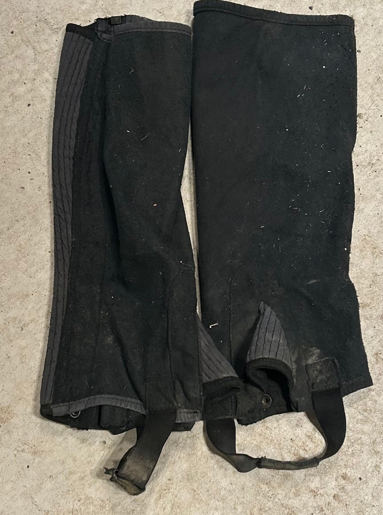 Black suede medium half chaps