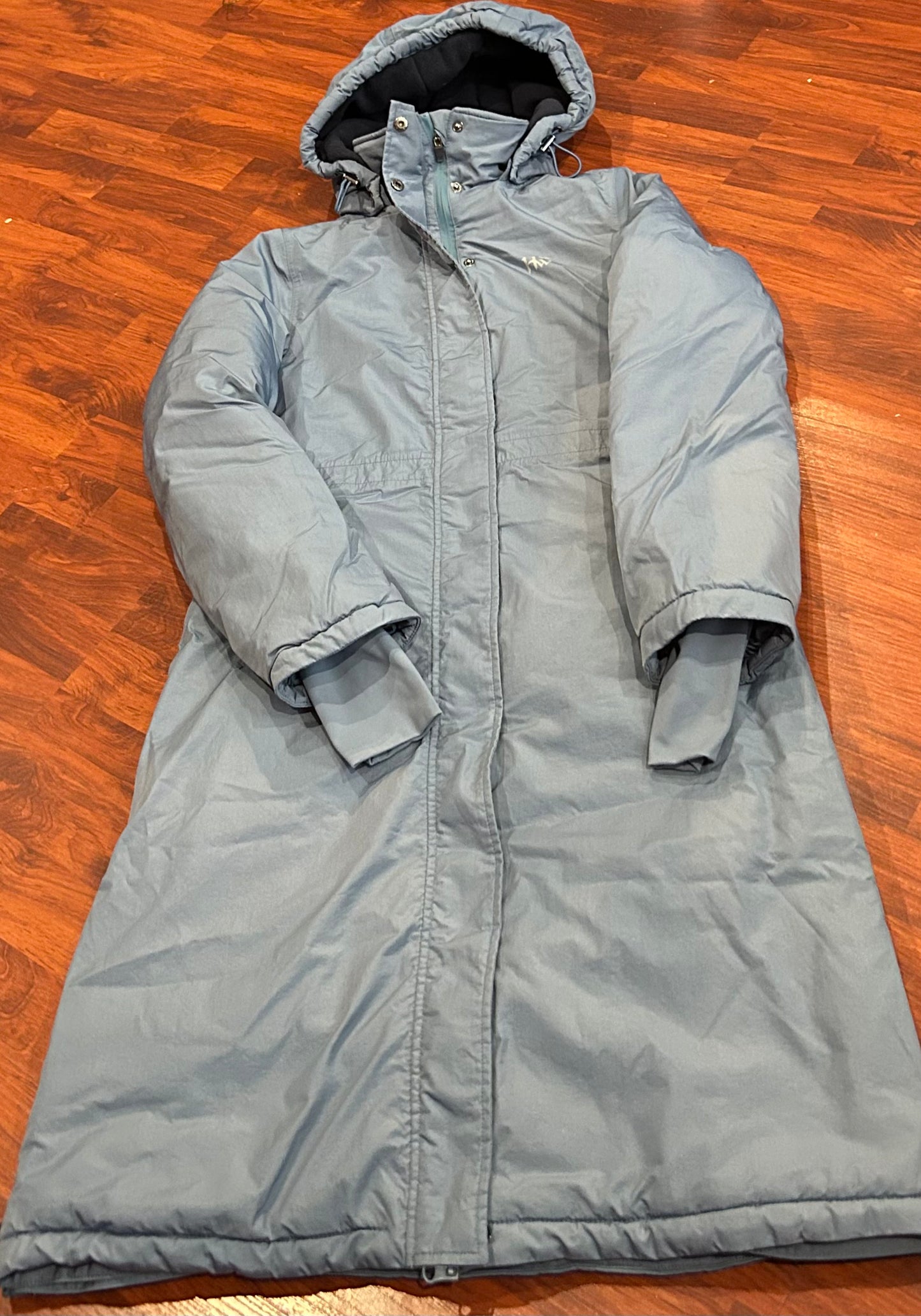 Horseware XS light blue winter jacket. Long. Removable hood
