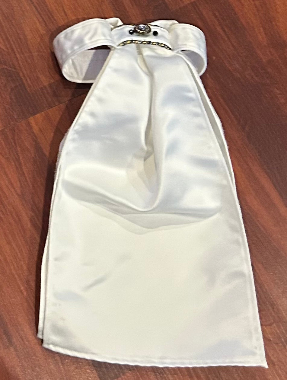 White stock tie with attached bling