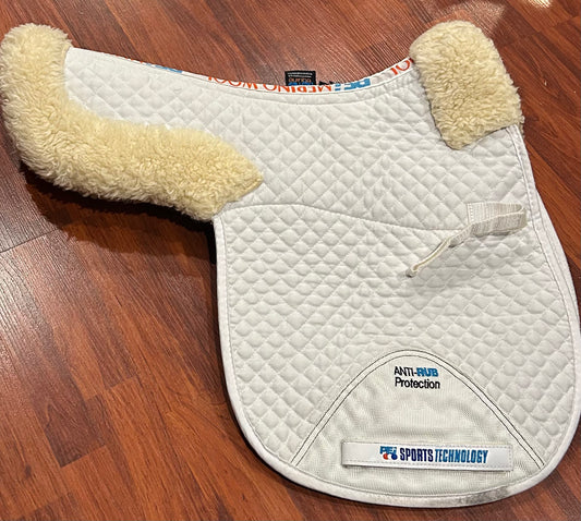 Premiere equine white full size GP merino wool shaped pad