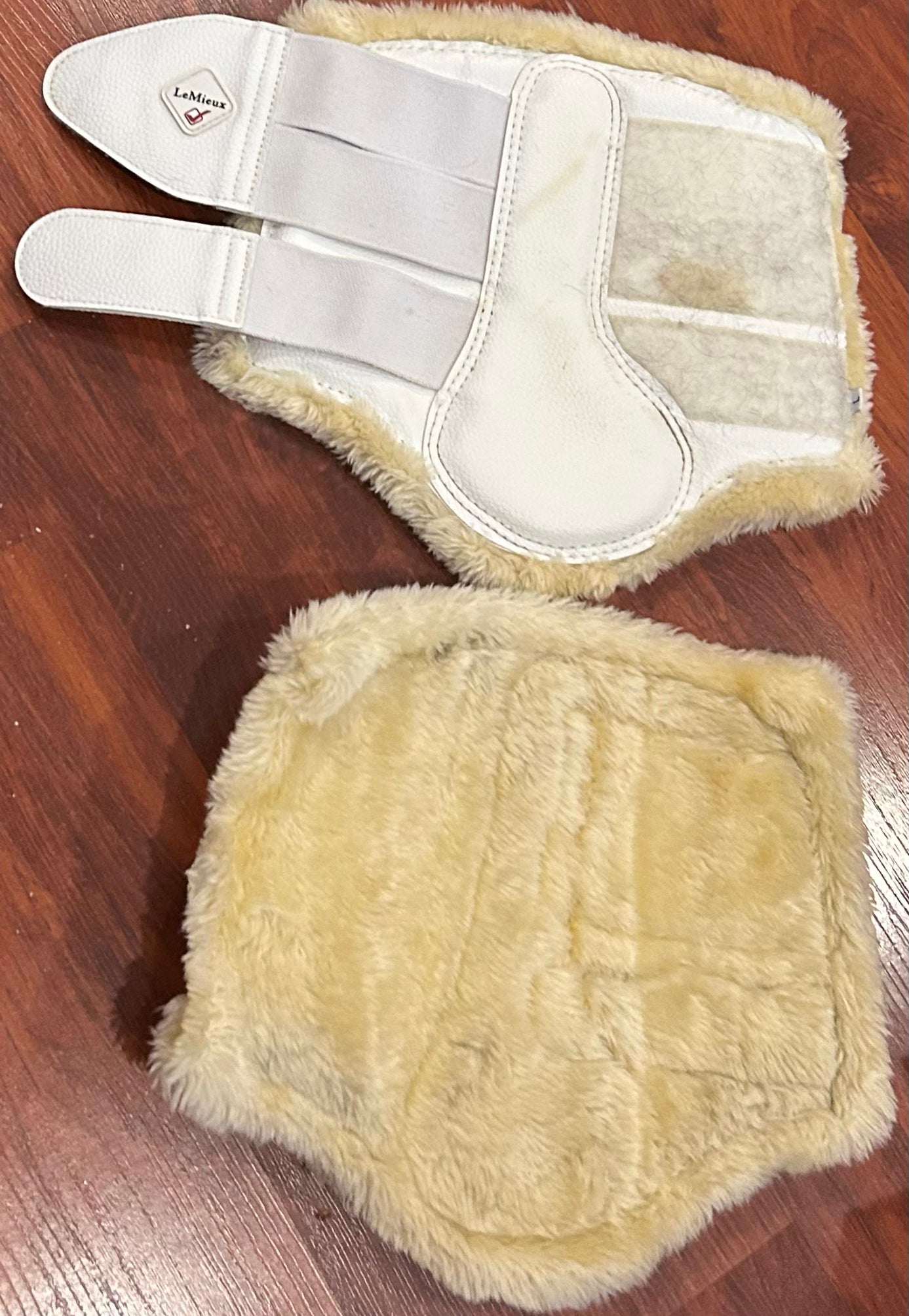 LeMieux large white fleece boots