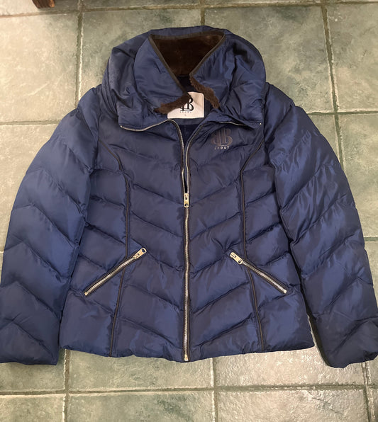 BB Sports puffy jacket with hidden zipper hood navy L