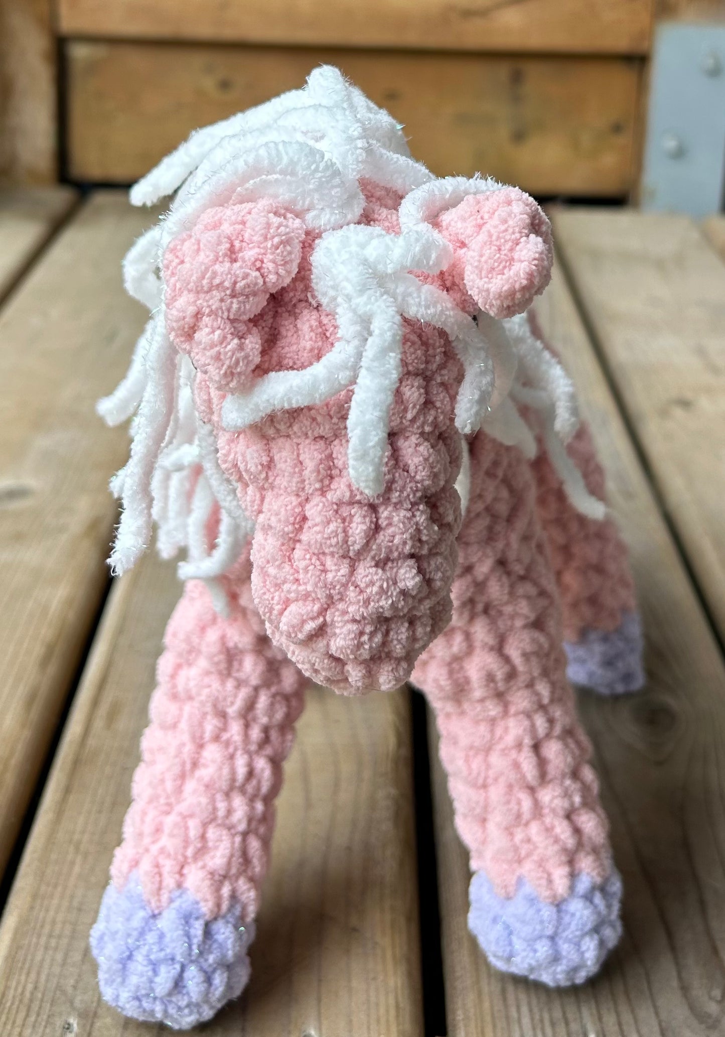 Pink plush horse 9” to wither