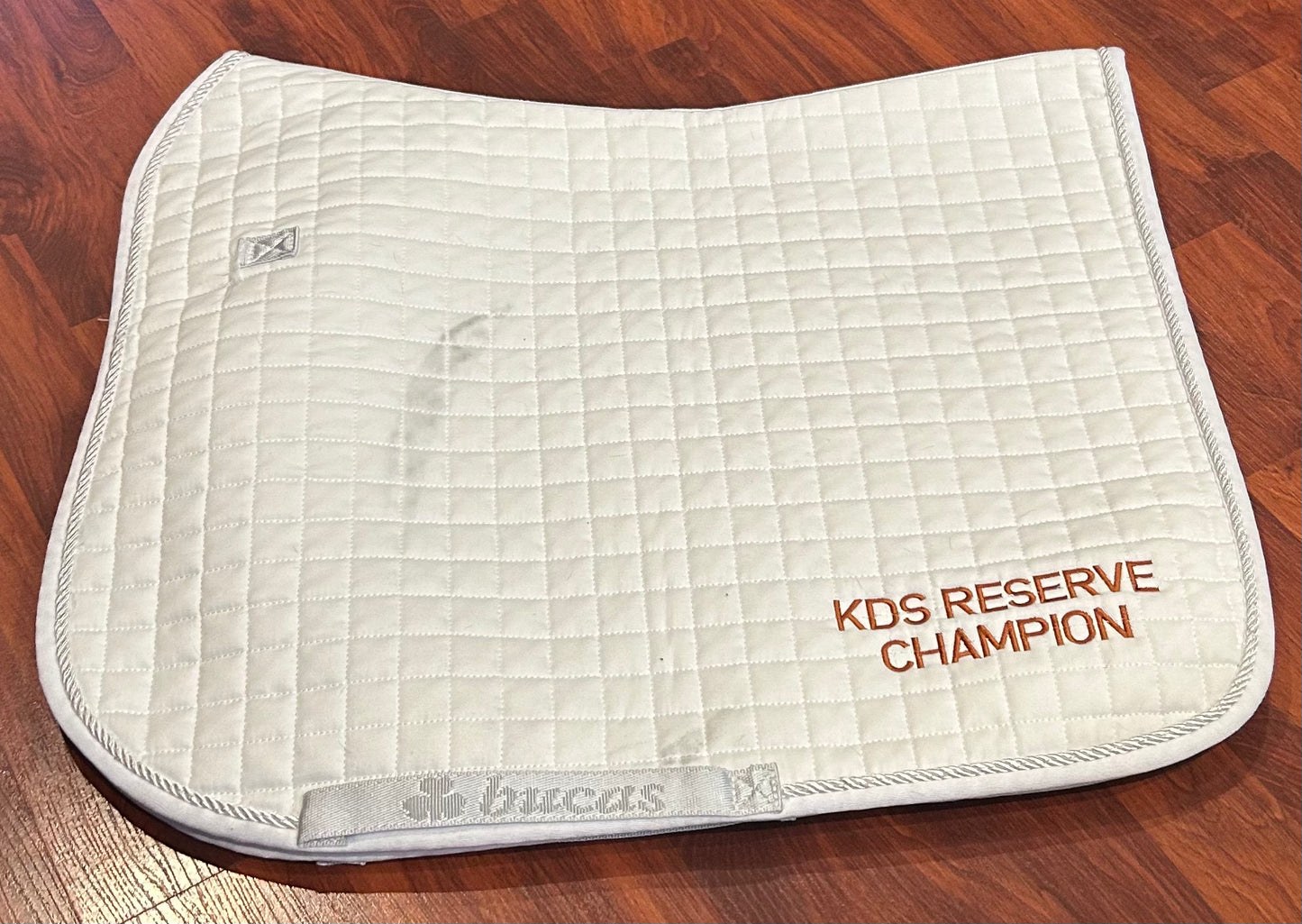 Bucas white dressage pad. Embroidered