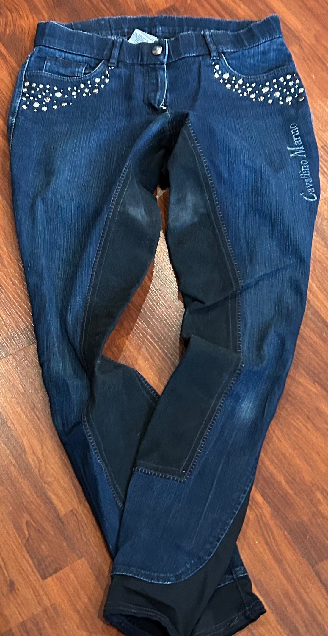 Cavsllino Marino size 24 denim with bling full seat breeches