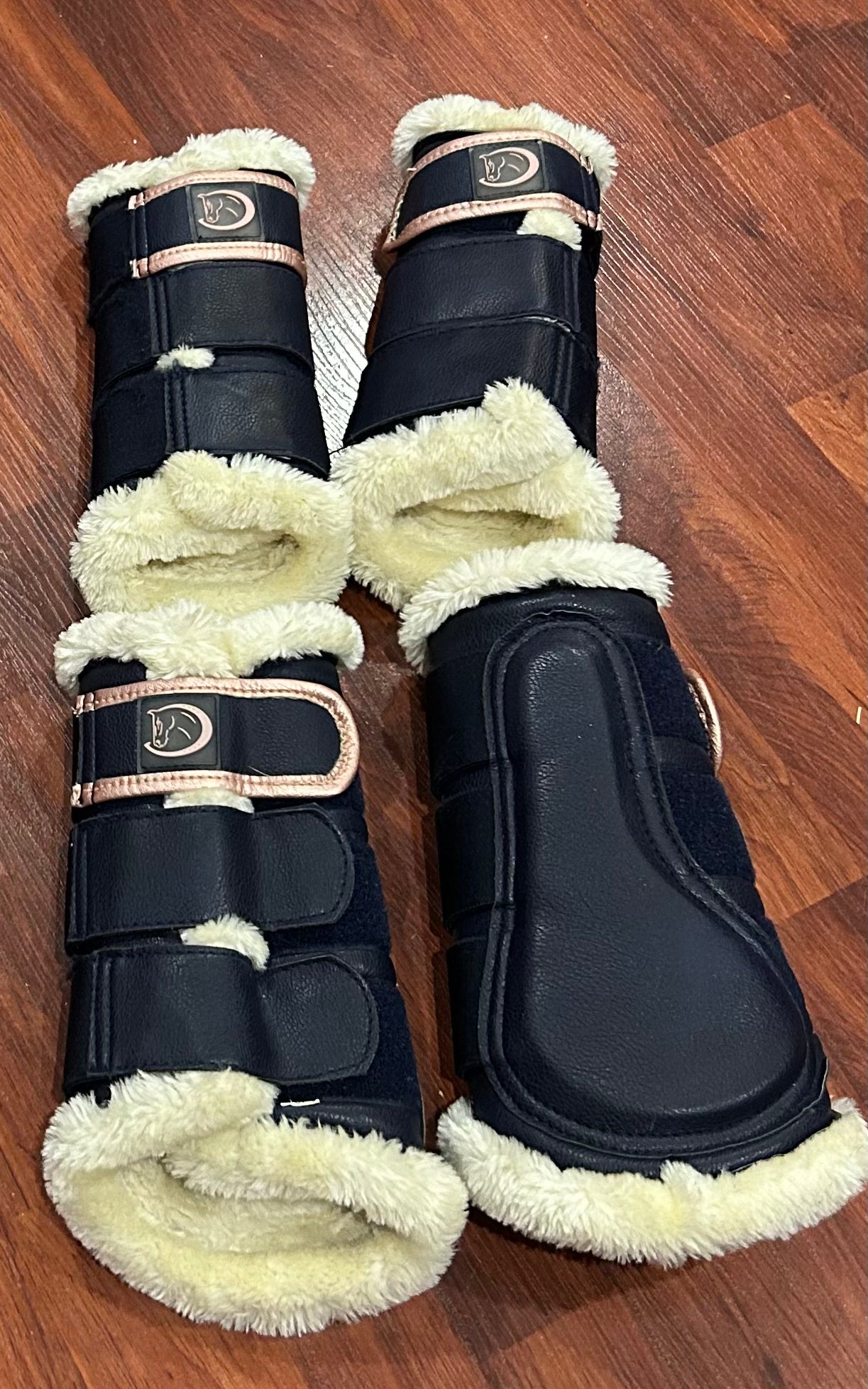 Navy with pink fleece boots med and large