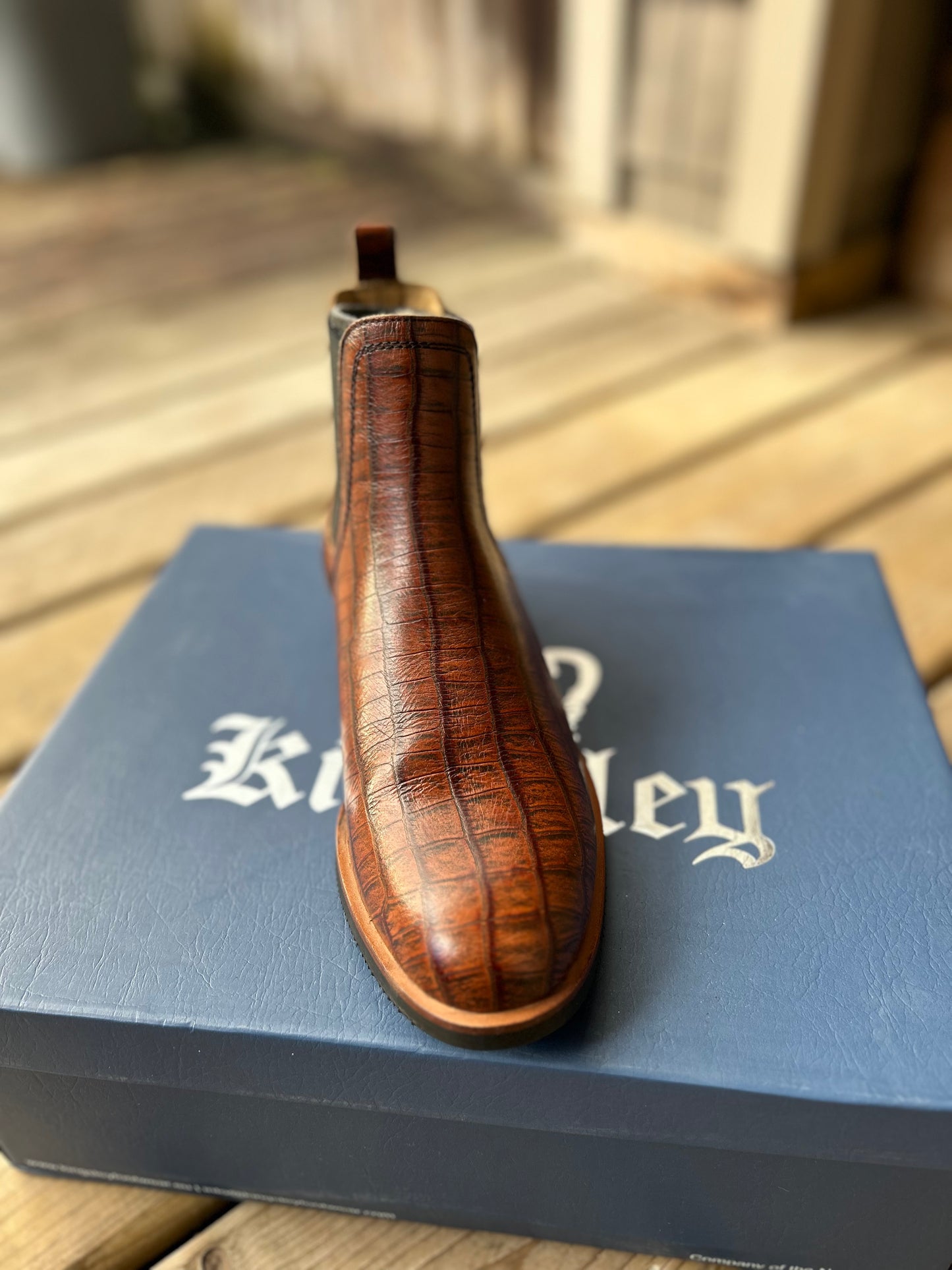 Size 39 Kingsley LaPaz croc beliza cognac boots. New