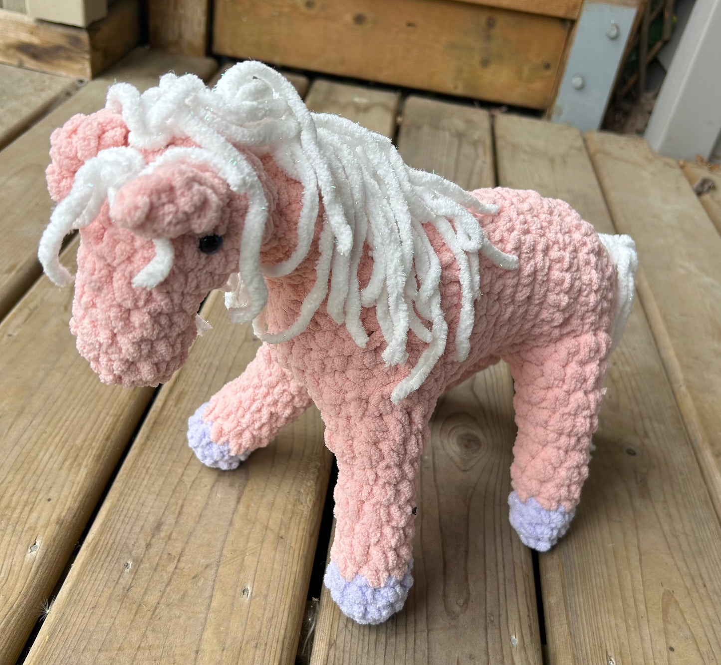 Pink plush horse 9” to wither