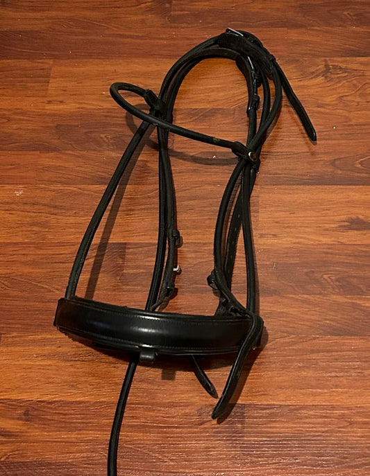 Rolled black snaffle bridle