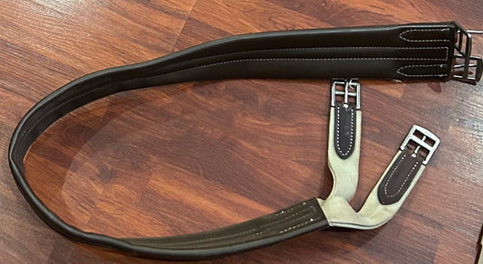 48” synthetic leather brown girth. Elastic one end
