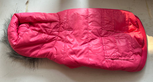 Large (small dog) pink jacket with faux fur lining