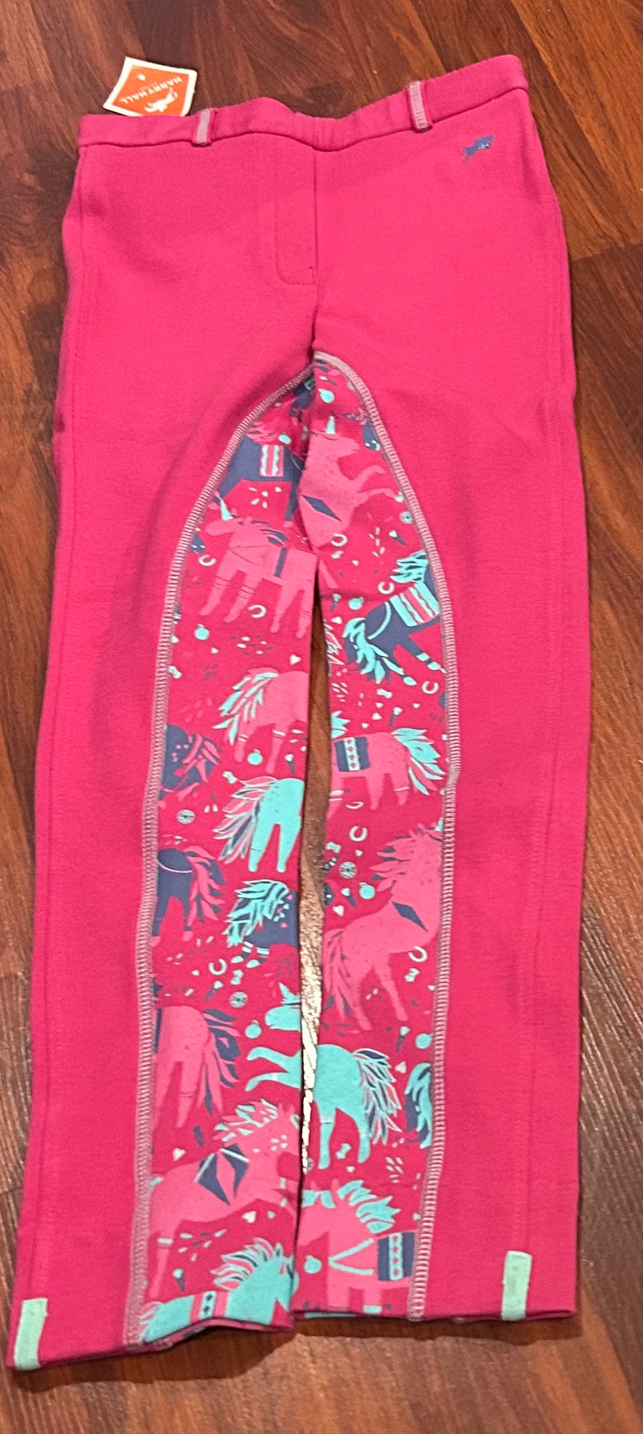 Harry hall Childs 8 pink with horse pattern full seat breeches