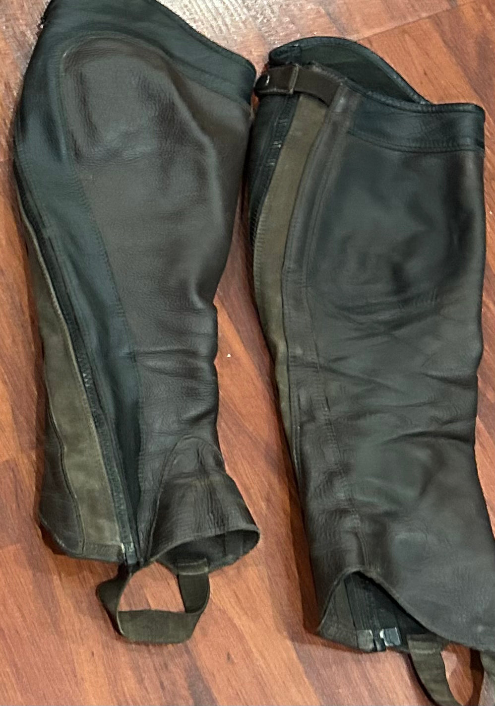 Brown leather half chaps 15” calf 17” up zipper