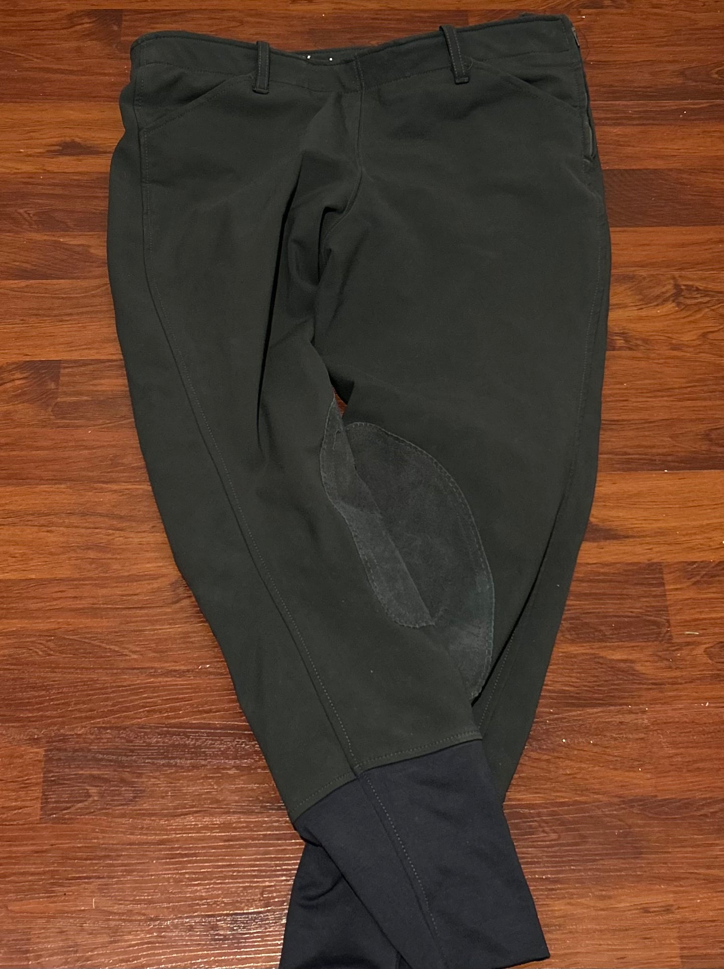 30R elation side zip grey knee patch breeches.