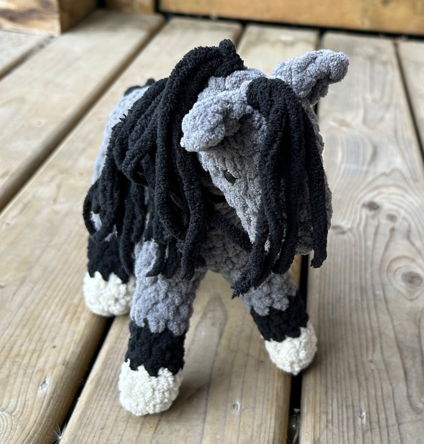 Grey plush horse 7” to wither