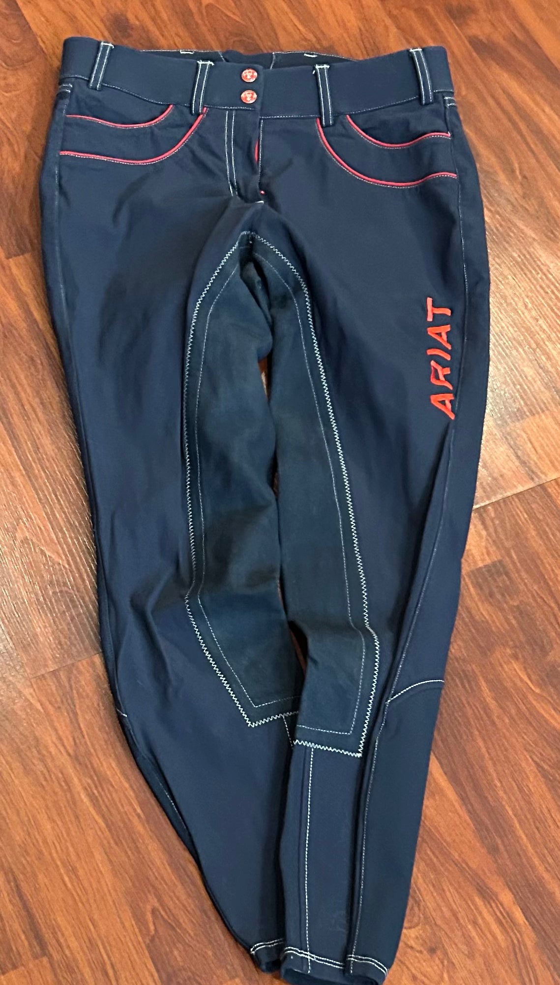 Ariat pro series size 24 navy with red trim full seat breeches