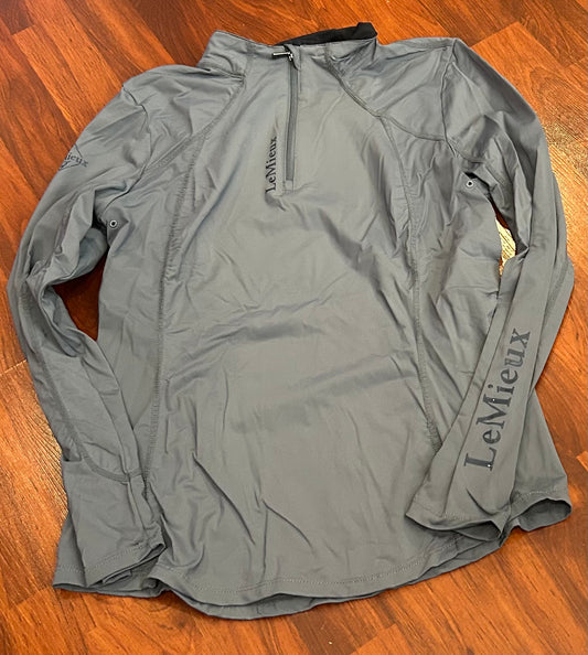 LeMieux size 6 (small) steel blue long sleeve 1/4 zip