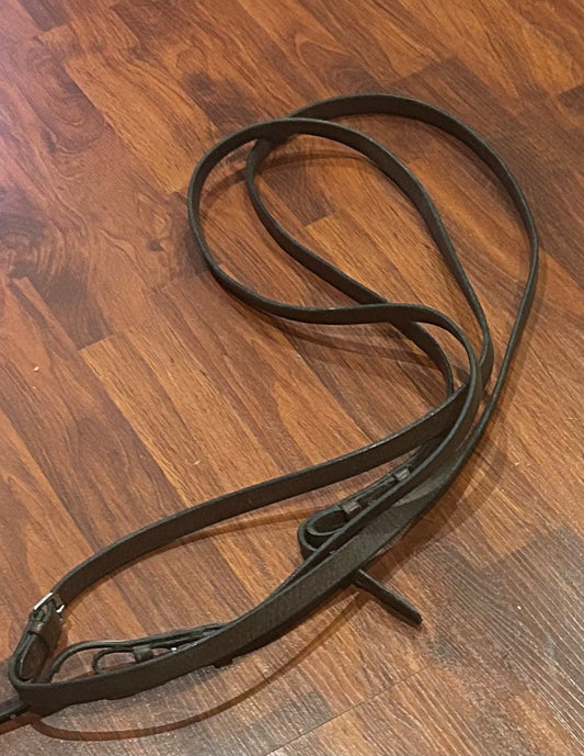 Brown leather plain reins