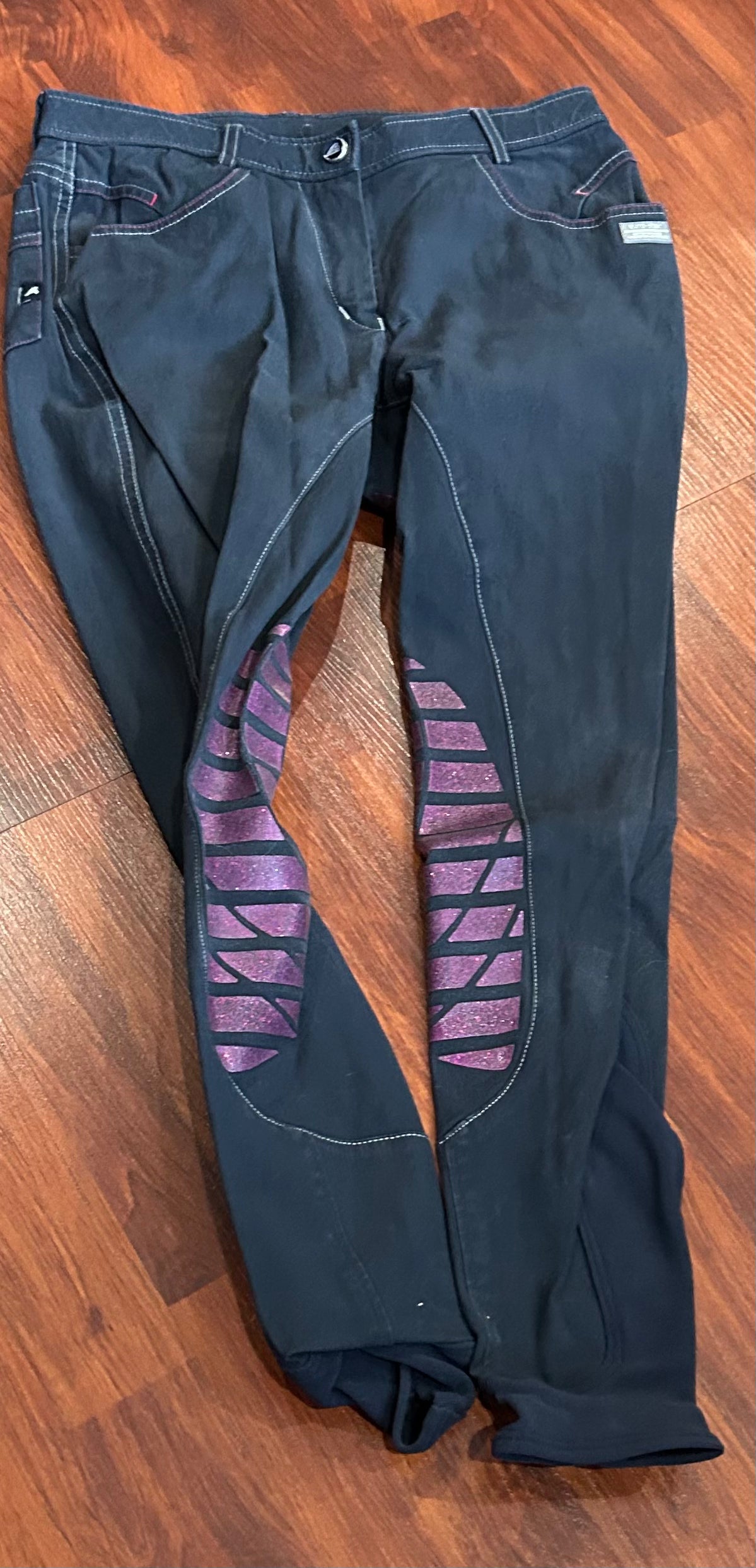 Euro star power grip size 24 full seat navy with purple breeches