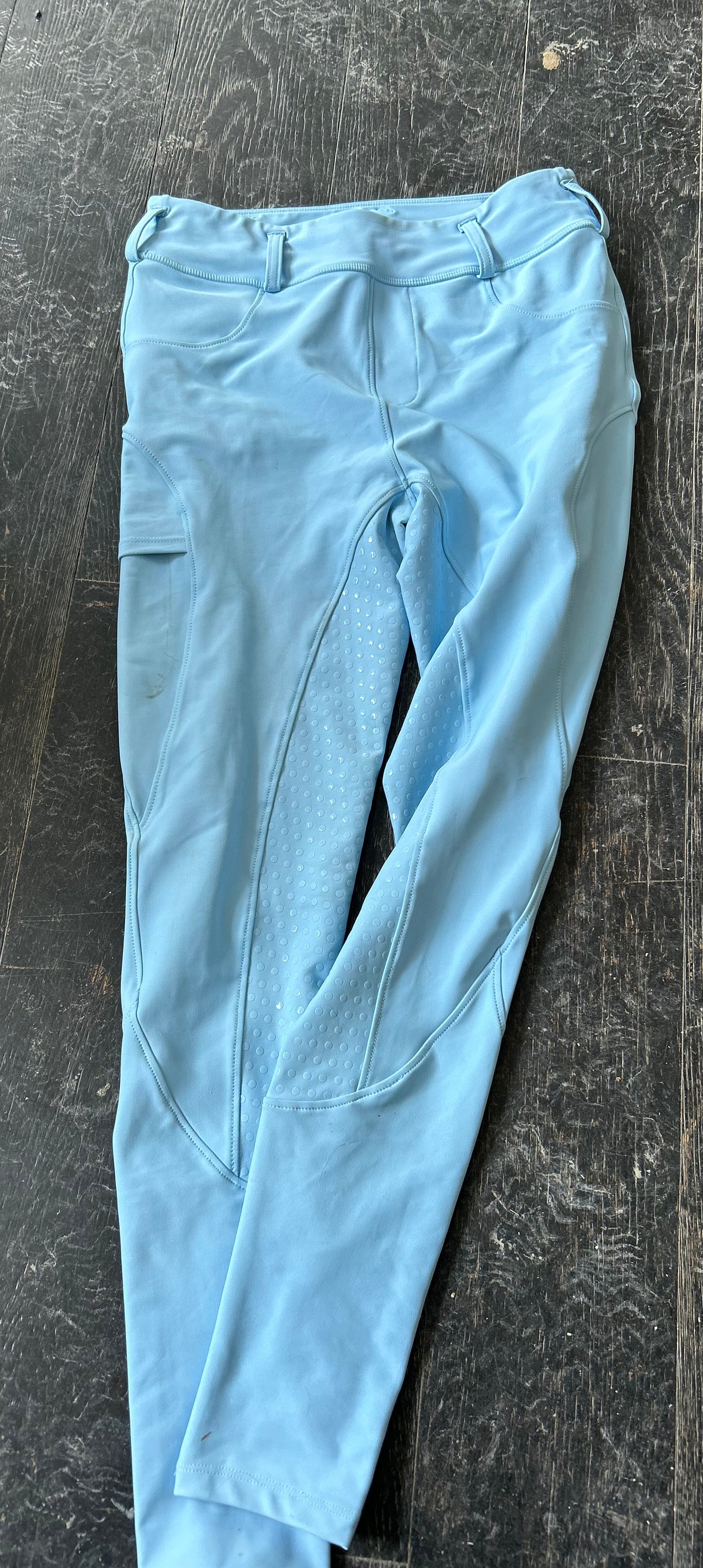 Light blue XL full seat riding tights with silicone