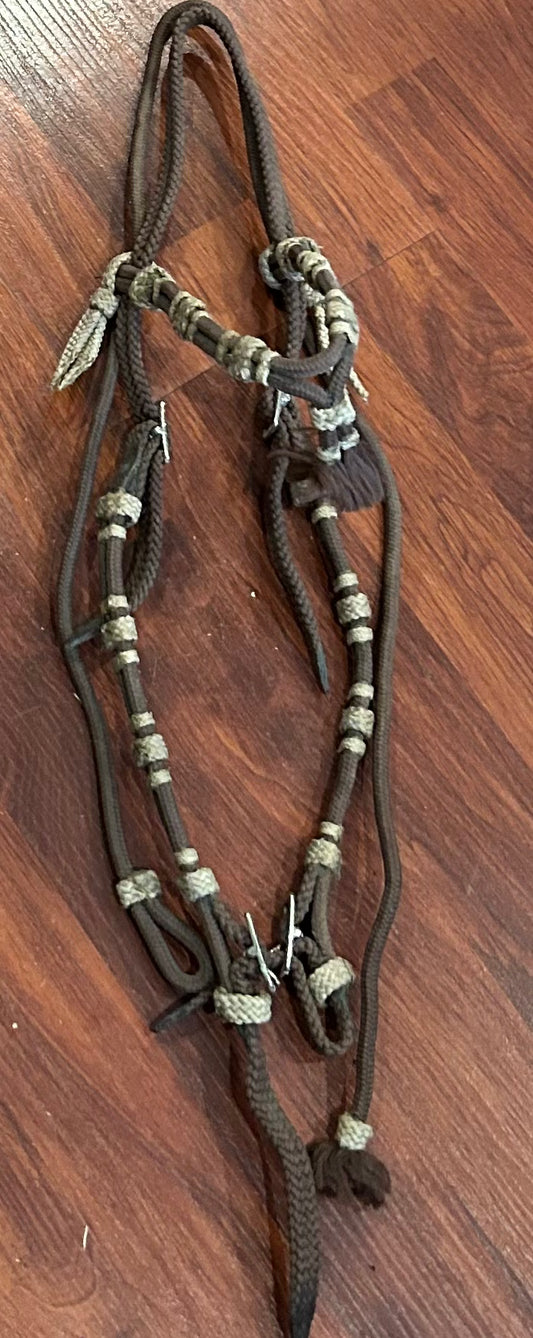 Brown rope western headstall