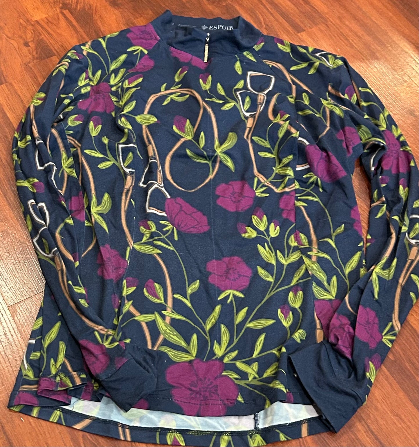 Espoir blue XL with stirrup pattern long sleeve shirt