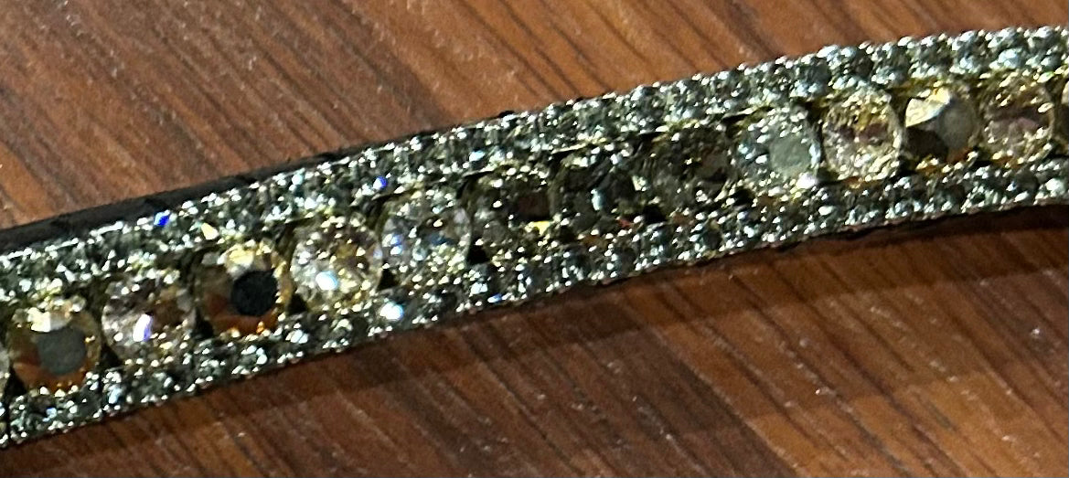 15” equiture black with gold/clear/light pink stones