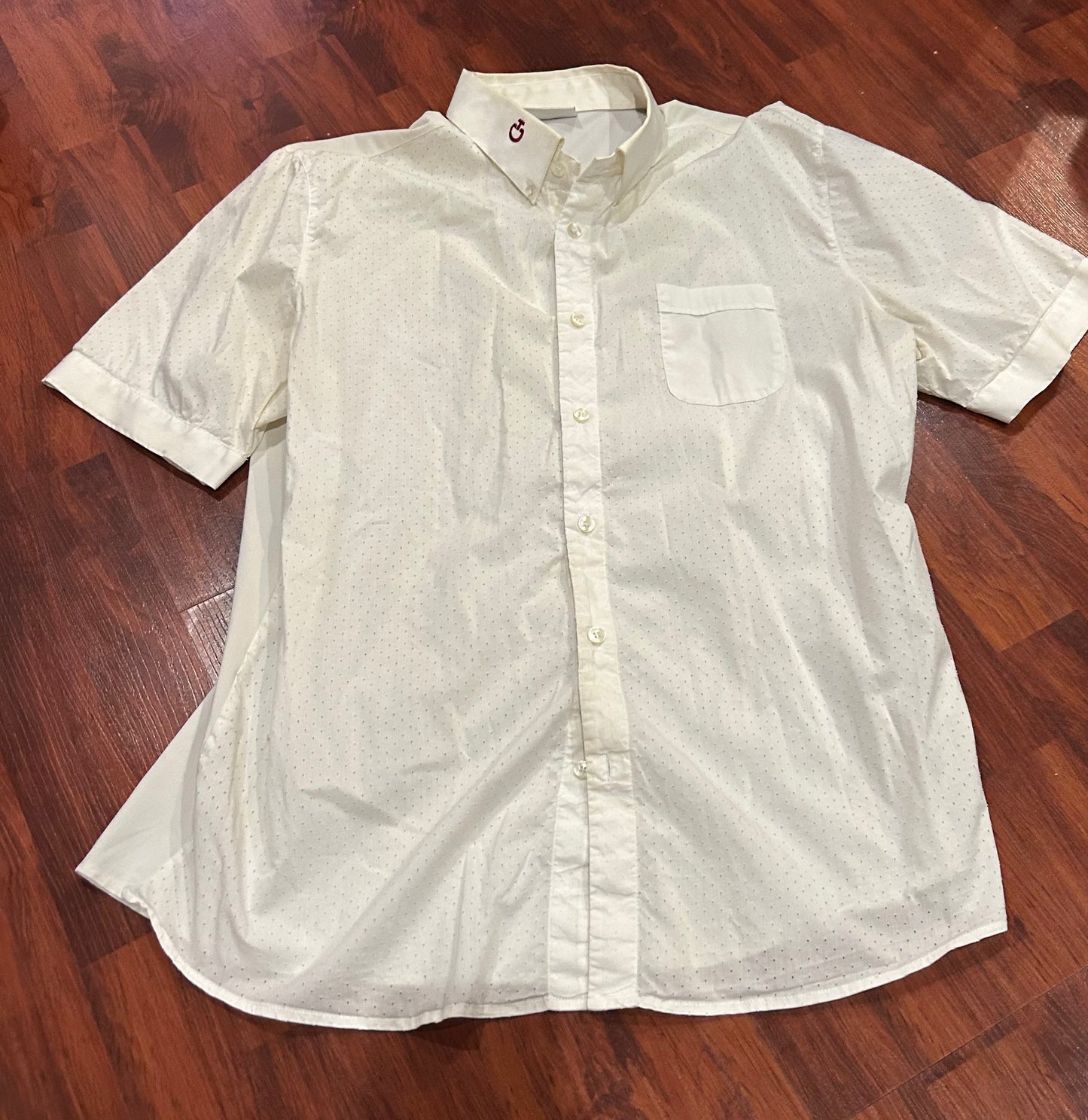 Cavalleria Toscana size XL white mesh button up show shirt. Some discolouration
