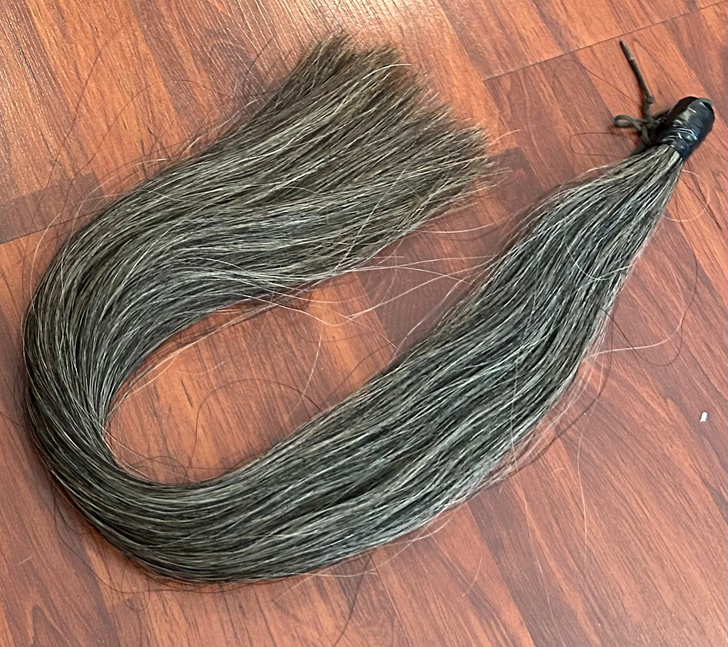 33” long grey with black hairs tail extension