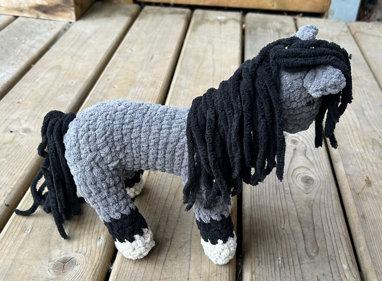 Grey plush horse 7” to wither