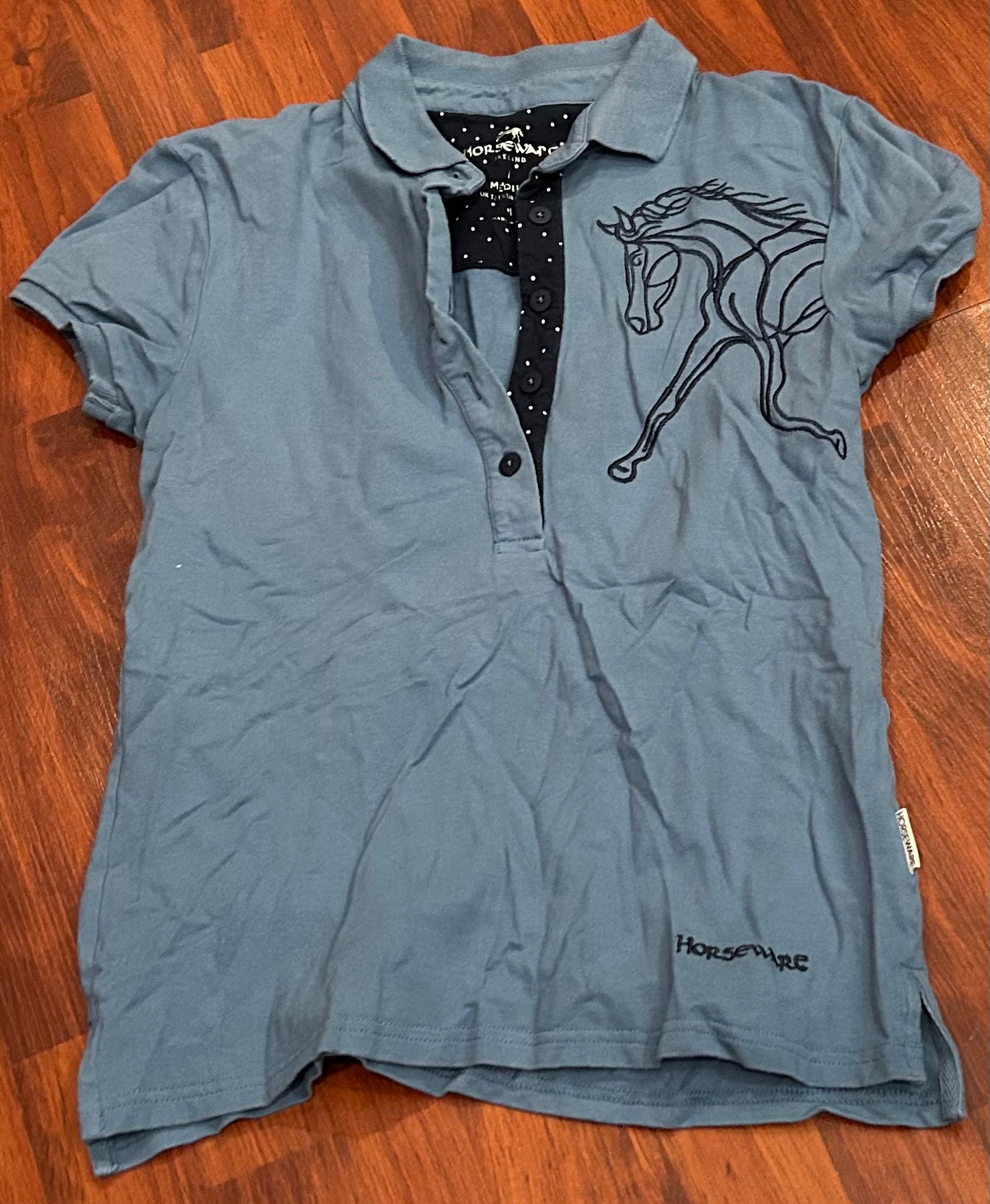 Horseware medium polo shirt blue with horse