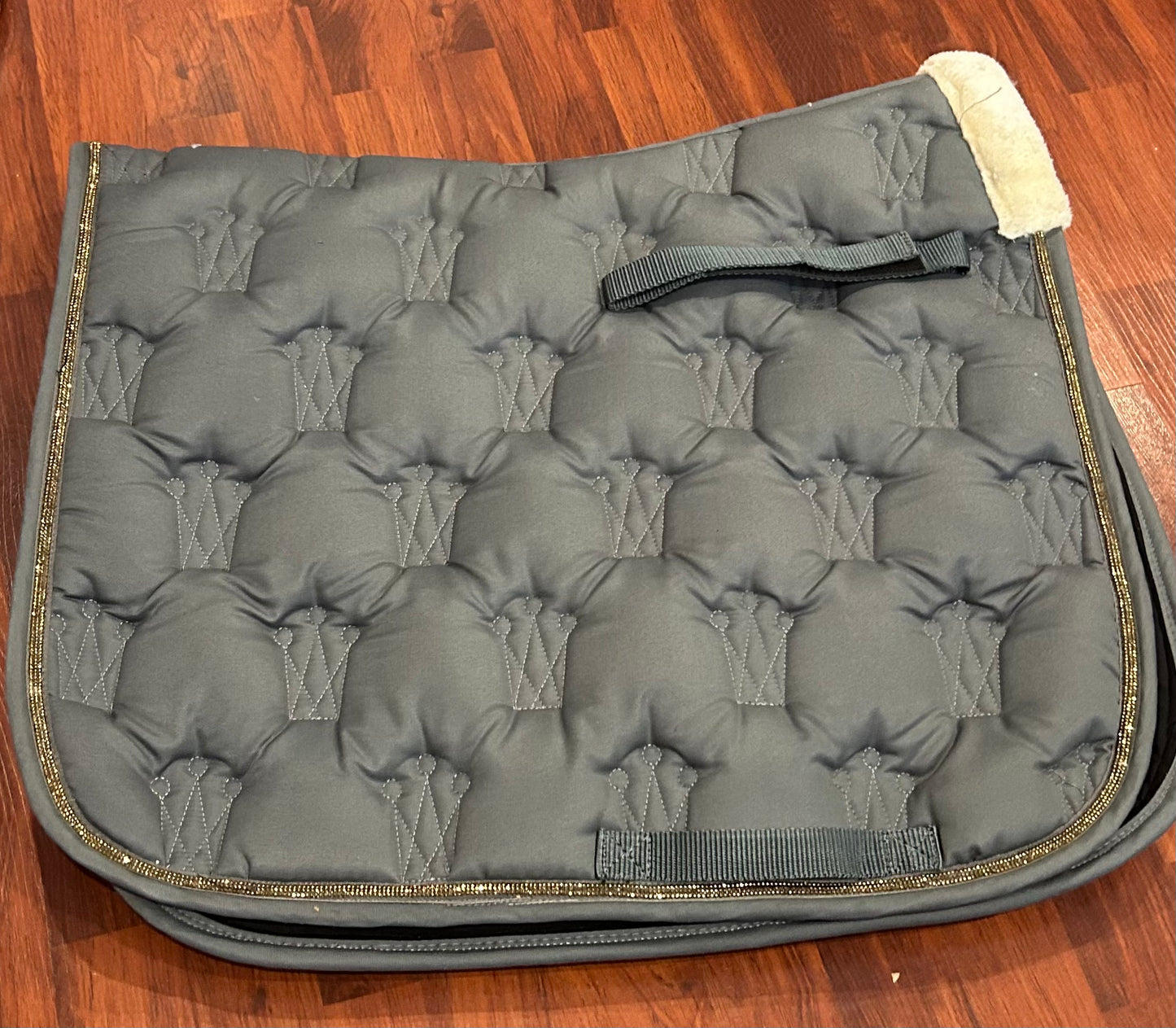 Horze steel grey with gold trim dressage pad