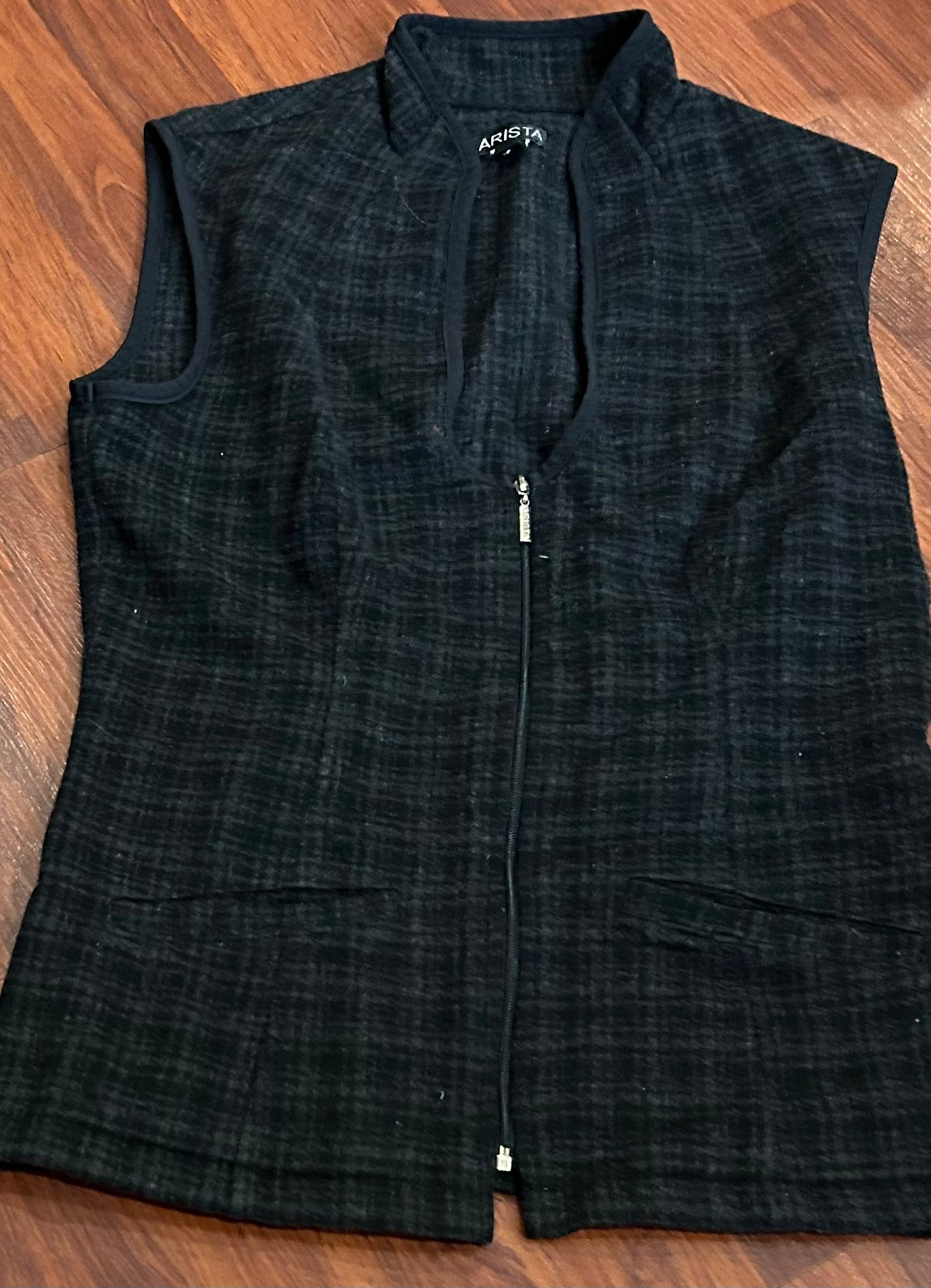 Arista small charcoal plaid vest