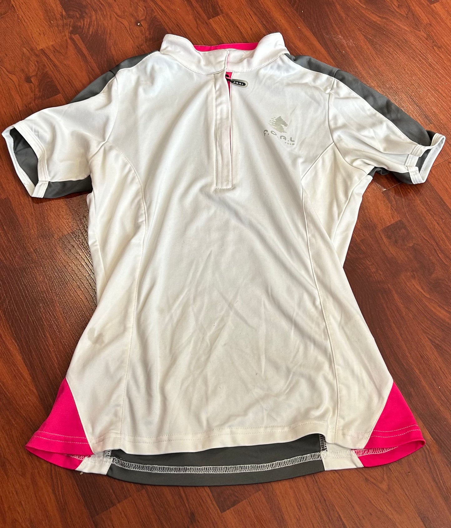 FOAL medium white/grey/pink short sleeve shirt