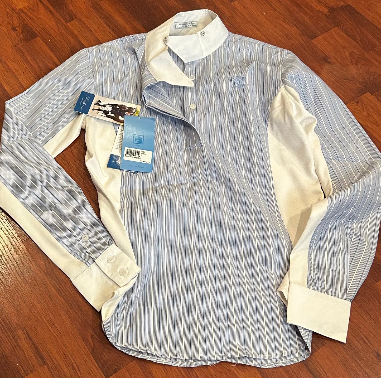 Romfh size 34 blue stripe show shirt. Brand new