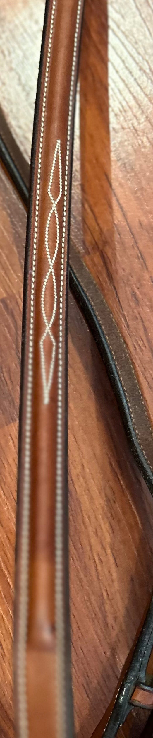 Brown fancy stitch braided leather reins