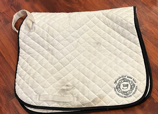 Shedrow quilted white dressage pad with embroidery