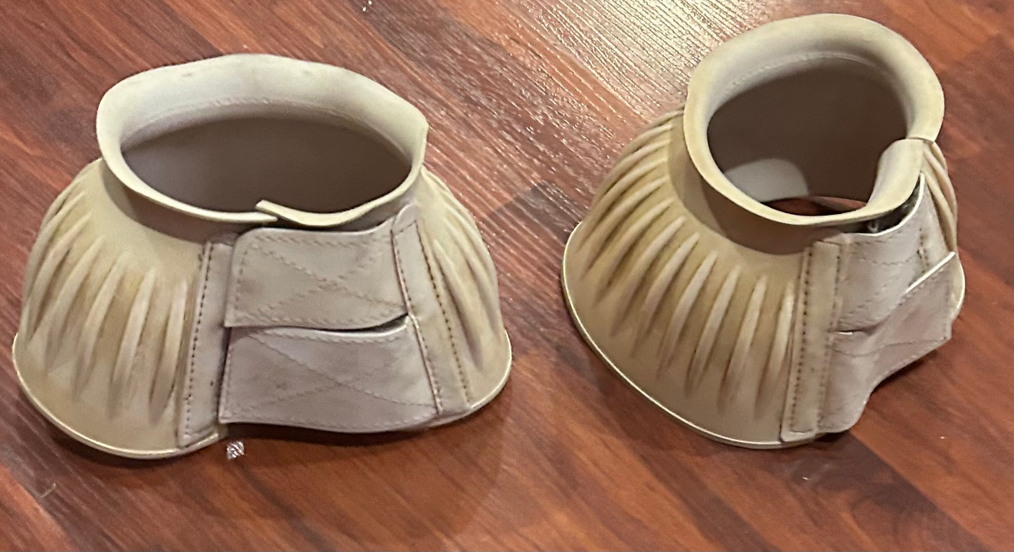 Large off-white Velcro bell boots