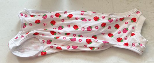 Large (small dog) surgery onesie strawberry pattern