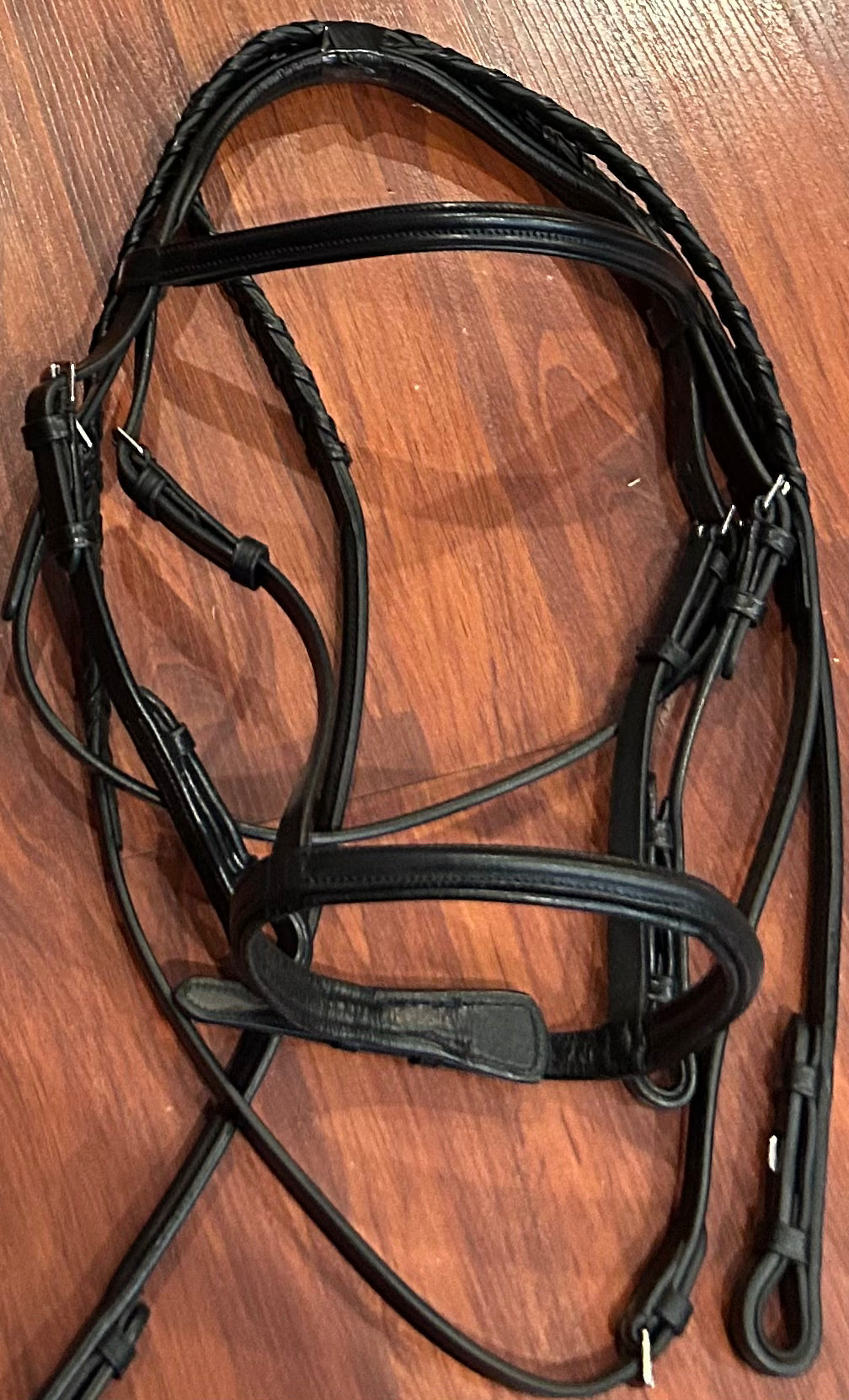 Bobby’s pony size signature series padded monochrome black bridle. Brand new.
