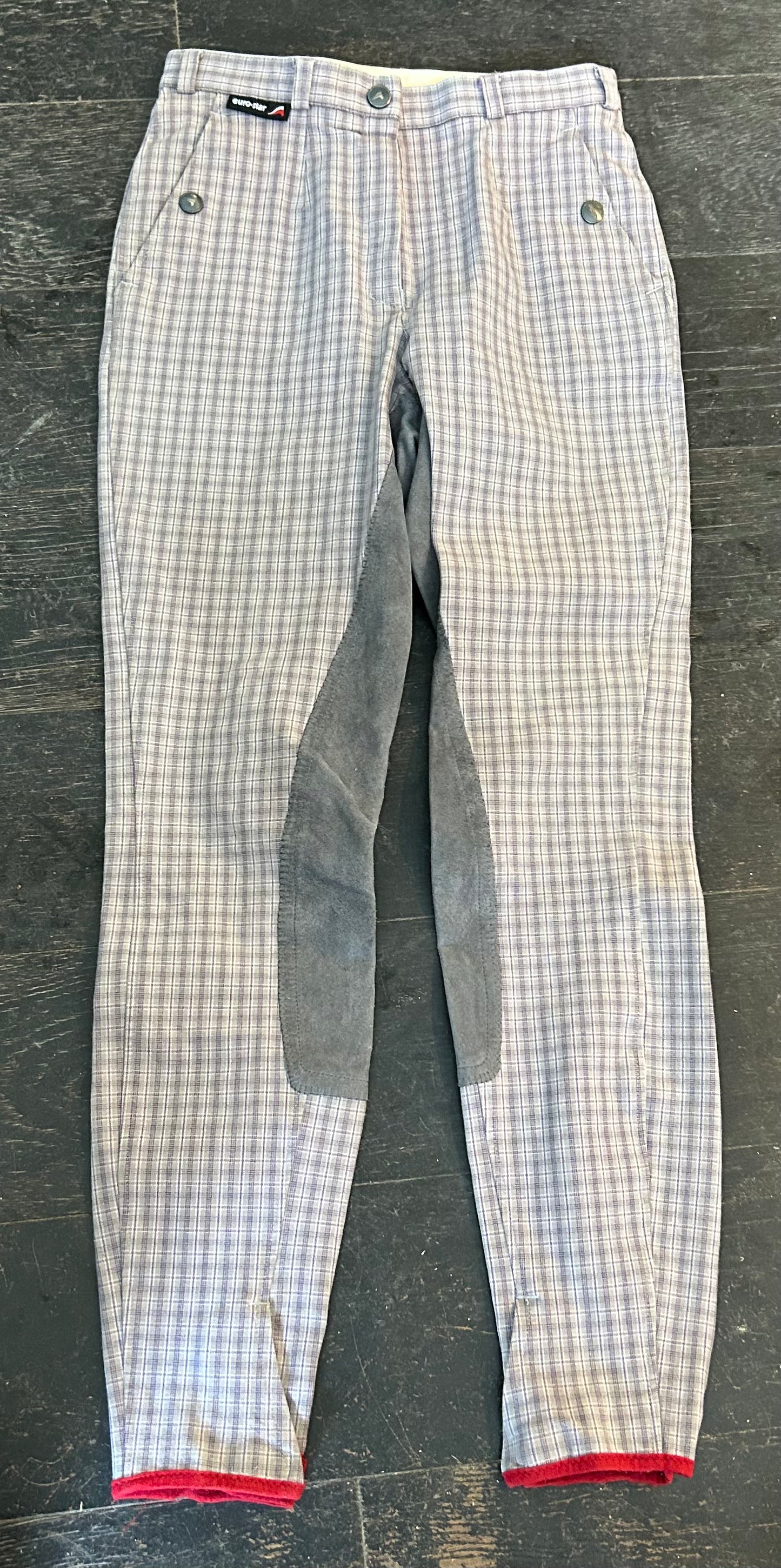 26” euro star purple plaid full seat breeches