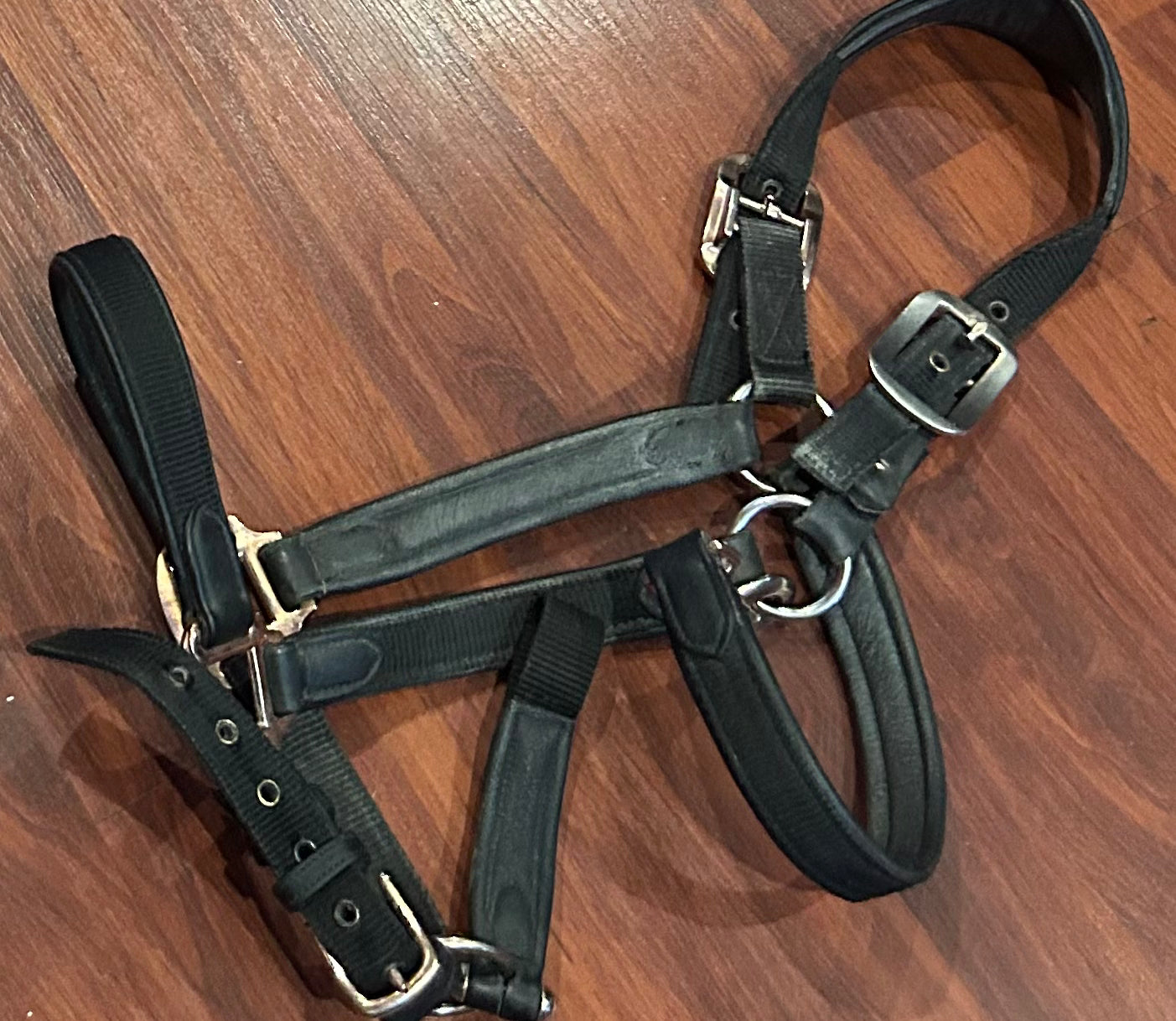 Ovation black nylon and leather full size halter