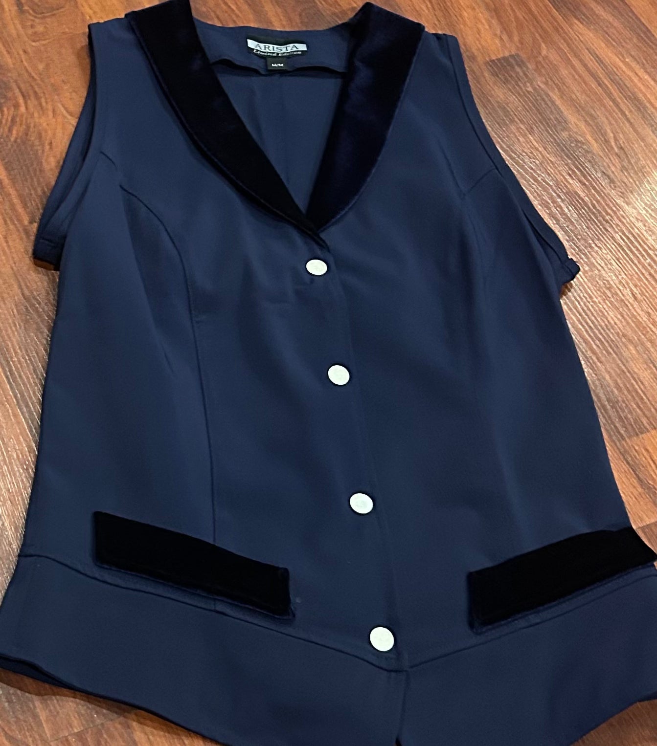 Arista medium navy with velvet trim show vest