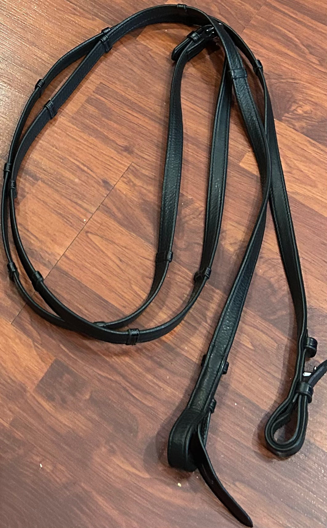 Passier size 2 black leather soft reins with hand stops