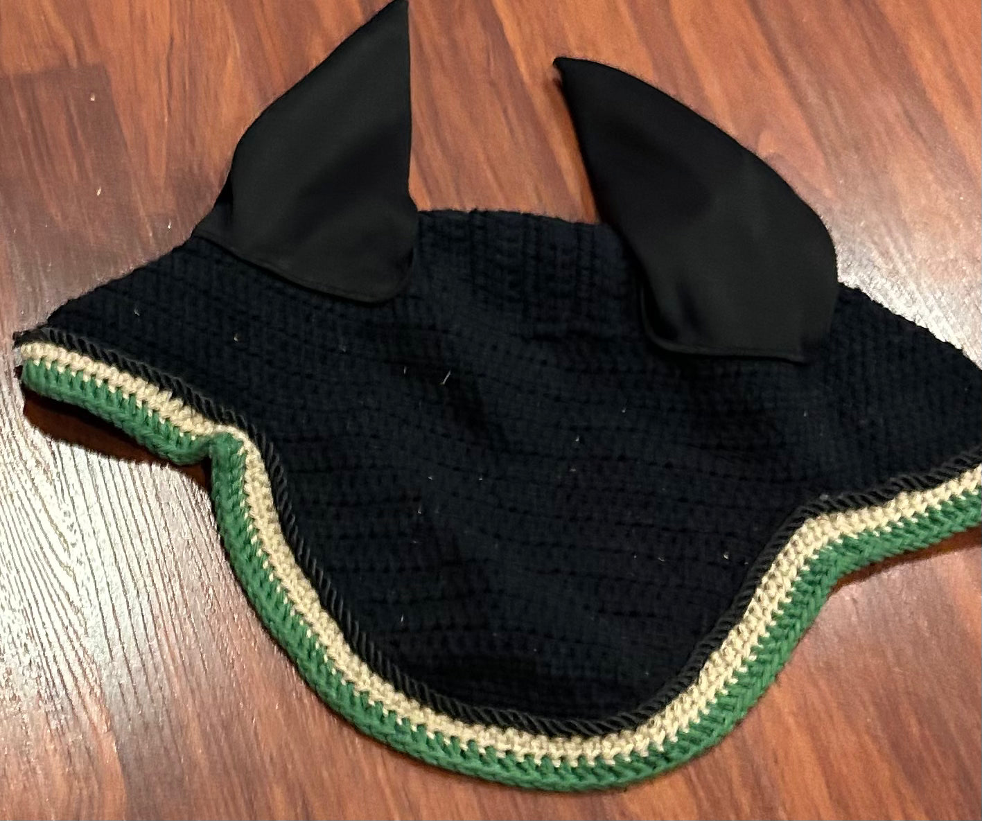 Black/green tan warmblood size fly bonnet