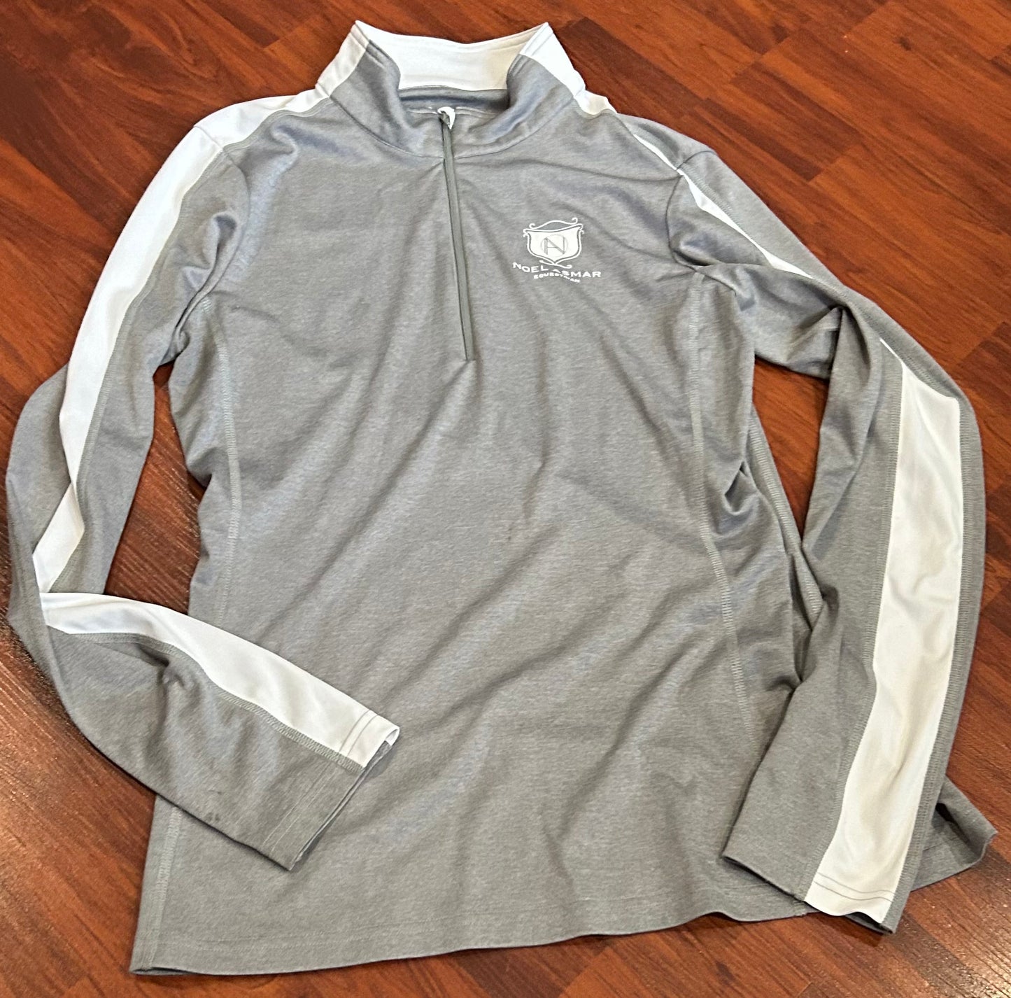 Asmar medium grey/white 1/4 zip long sleeve shirt